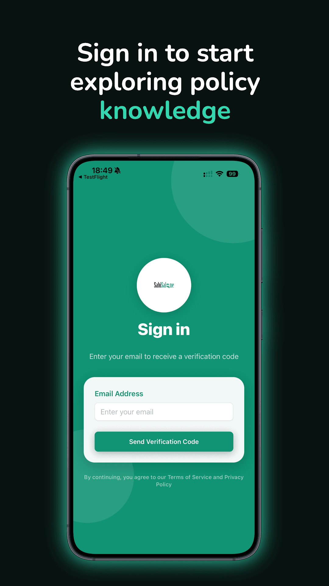 Sabi Salone app screen